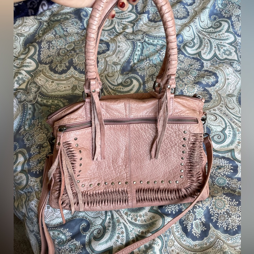 day and mood genuine leather mauve handbag